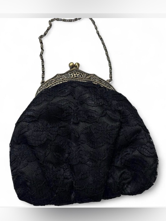 Urban Renewal Handbags - Vintage Urban Renewal Black Lace Handbag with Ornate Kisslock goth Party